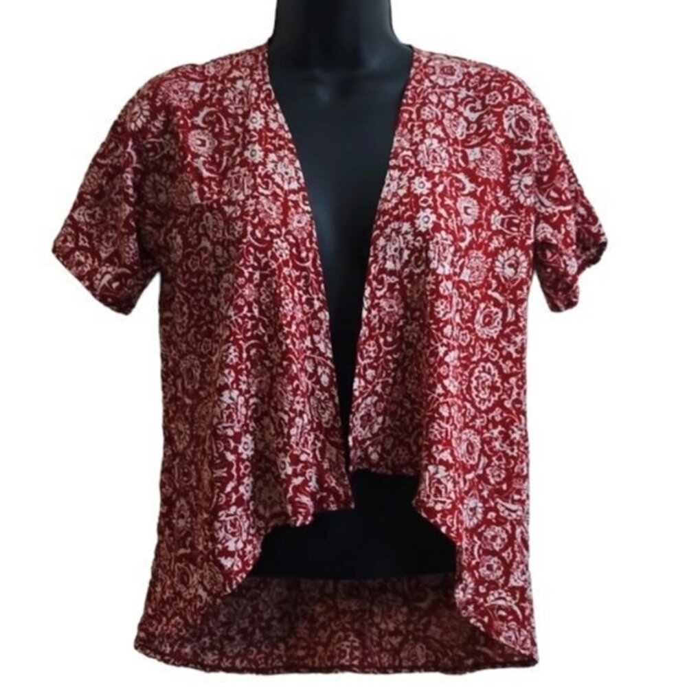 Girl's LuLaRoe Bianka Kimono Red/White Size 2 (6-10) EUC #1073
